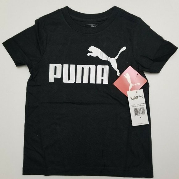 PUMA Kids T-Shirt Black Silver Color - Picture 1 of 3